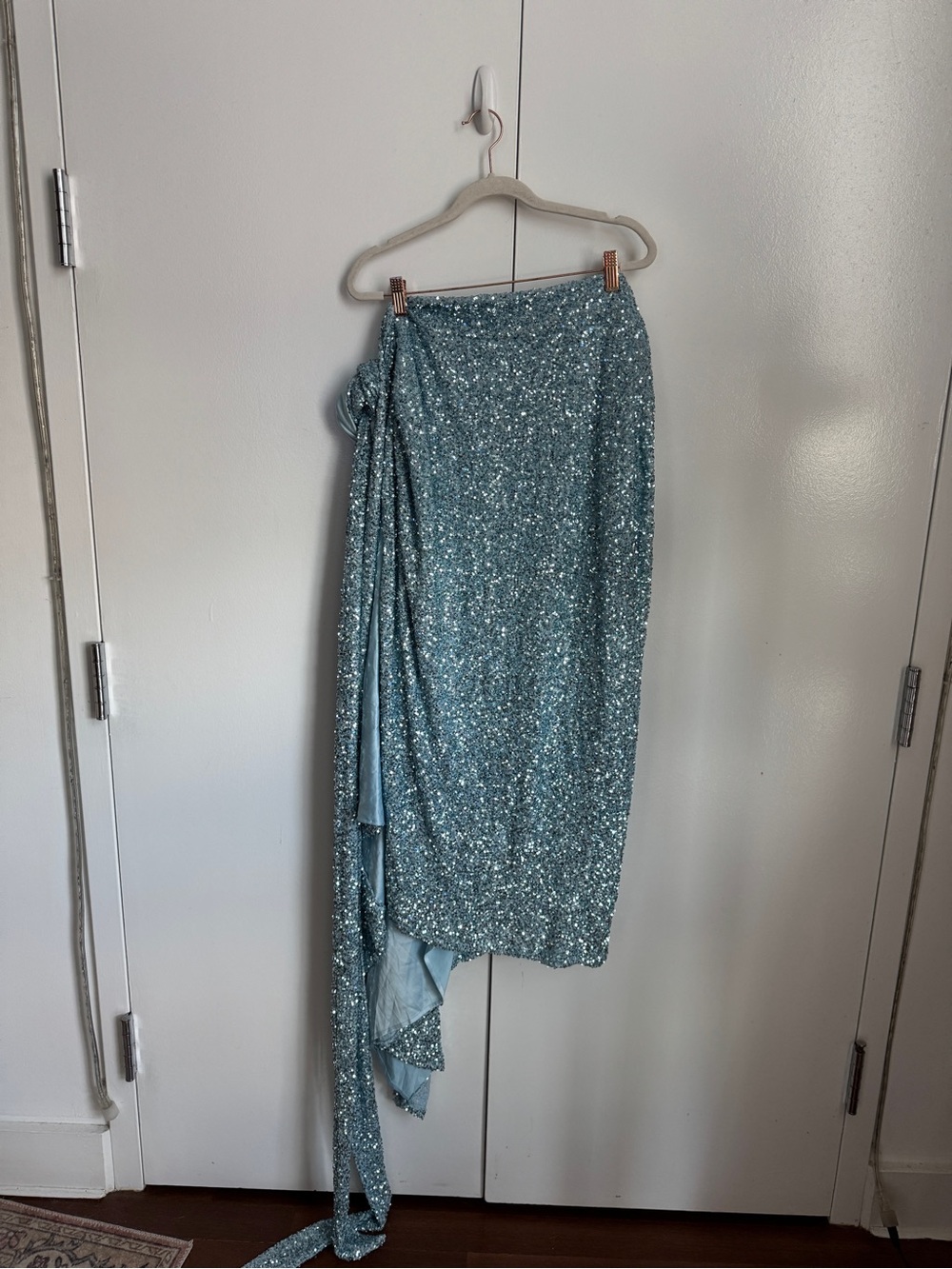 Never Fully Dressed Light Blue Sequin Maxi Skirt - Women - Picture 9 of 9